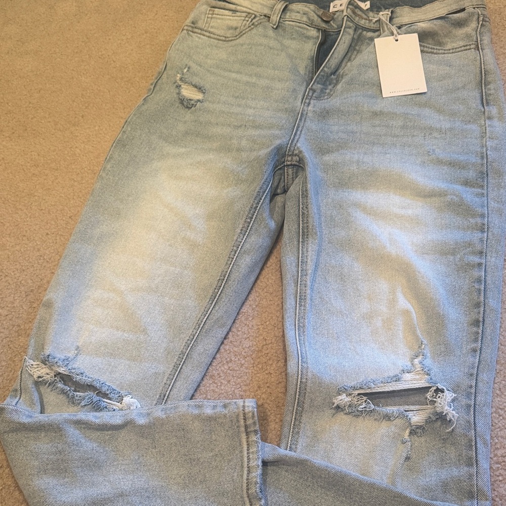 Cello High Rise Distressed Light Blue Jeans